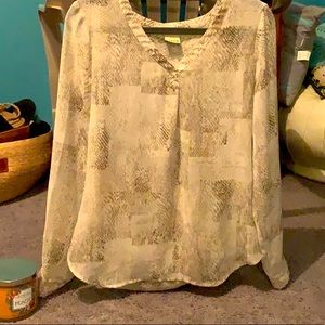 Ecru Sheer Snakeskin Patterned Top